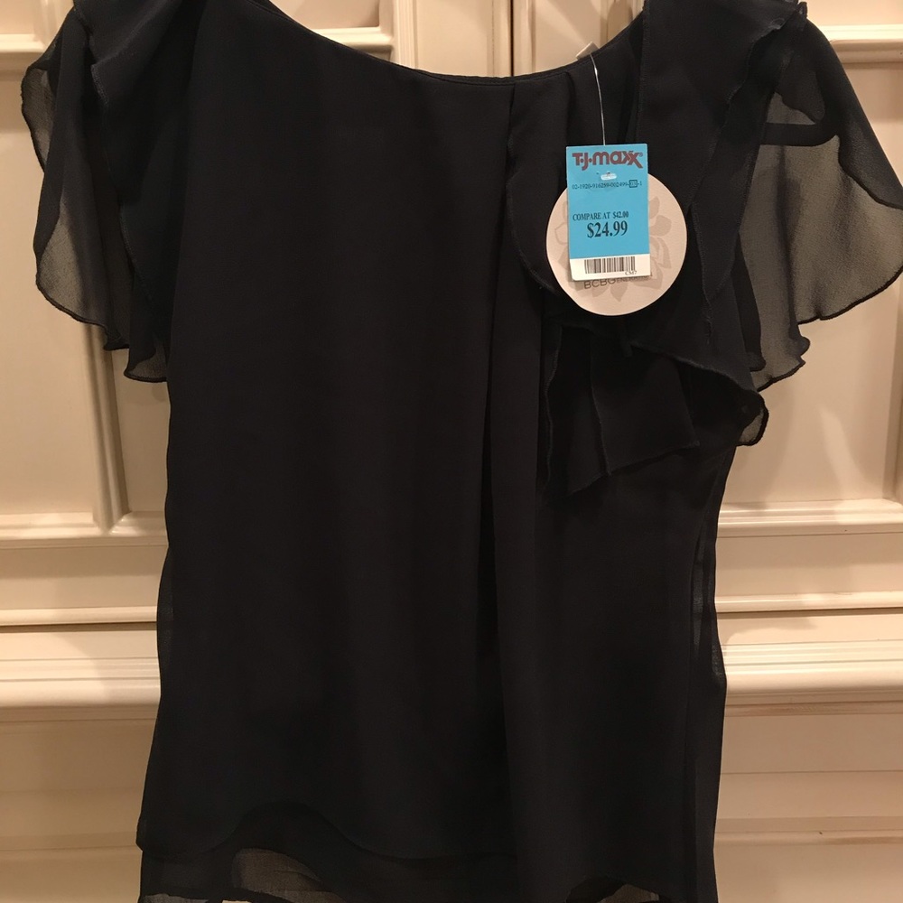 NWT BCBG Generation Black Flutter Blouse